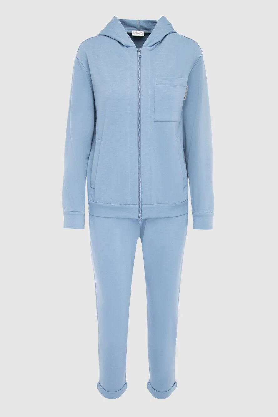 Brunello Cucinelli Голубой костюм из хлопкового трикотажа с капюшоном
- 98% кашемир, 2% хлопок. молния. два боковых . Капюшон: есть. Страна производитель: Италия. Уход: специализированная чистка - фото 1