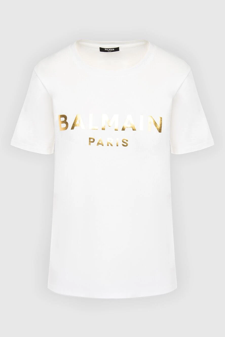 Balmain Футболка белая женская - логотип. 80% полиамид, 20% эластан. Страна производитель: Франция. Уход: специализированная чистка - фото 1