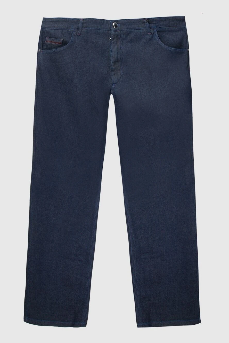 Zilli Blue cotton jeans for men - logo. 98% cotton, 2% polyamide. Closure: button, zipper. Three side pockets, two back pockets. Country of manufacture: Italy. Care: specialized cleaning - photo 1