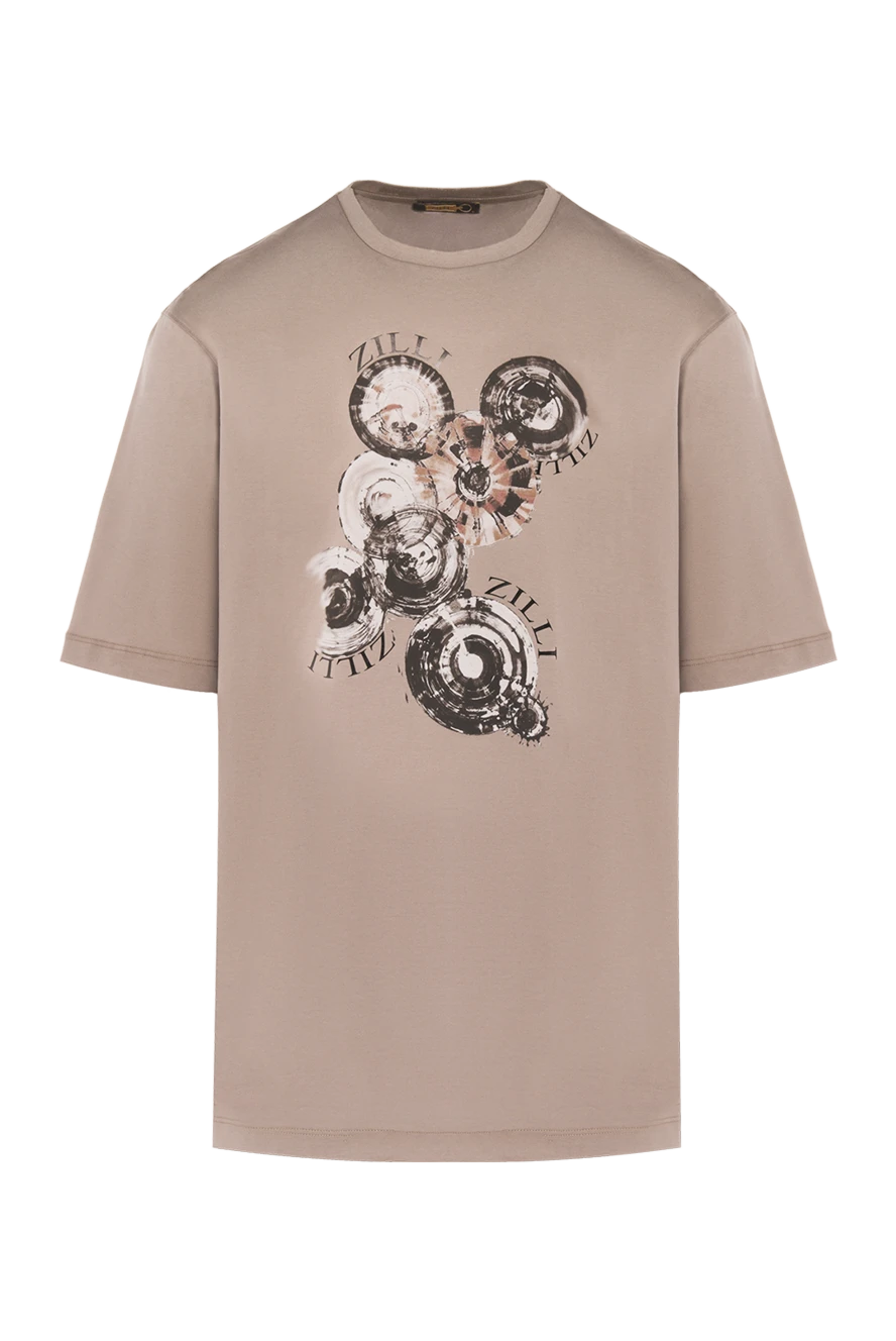 Zilli Gray cotton T-shirt for men - print. 100% cotton. Country of manufacture: Italy. Care: specialized cleaning - photo 1