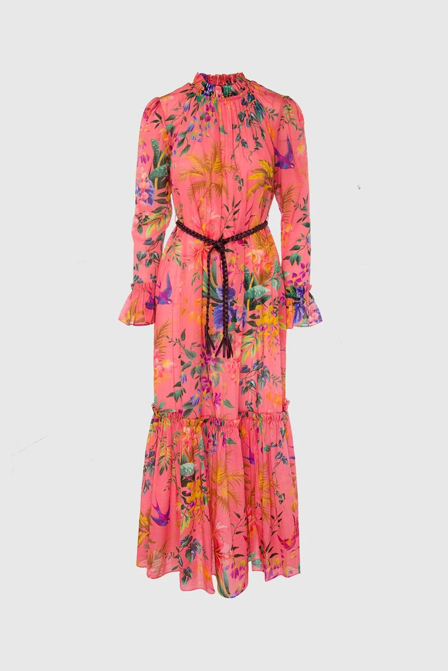 Zimmermann Длинное розовое хлопковое платье с поясом и ярким ботаническим принтом
- кулиска, пояс. цветочный узор, сборка ткани, рюш. 100% хлопок. Страна производитель: Италия. Уход: специализированная чистка - фото 1