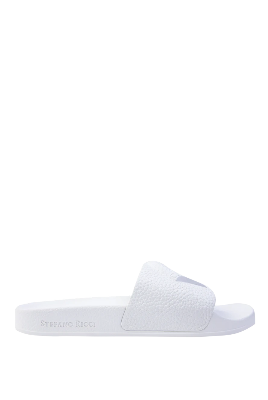 Stefano Ricci Бүркіт бейнеленген ақ былғары шлепанкалар - бедерлі логотип. Қосымша: былғары ішкі әрлеу. Құрамы: 100% былғары. Шығарылған елі: Италия. Күтім: арнайы тазалау - фото 1