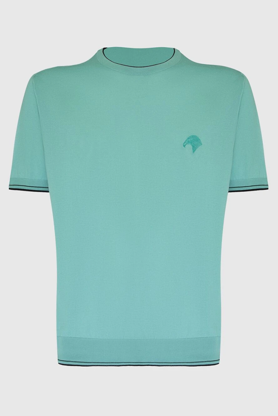 Stefano Ricci Ерлерге арналған жасыл қысқа жеңді мақтадан жасалған джемпер - Логотип. Қосымша: қысқа жең. Құрамы: 100% мақта. Шығарылған елі: Италия. Күтім: арнайы тазалау - фото 1