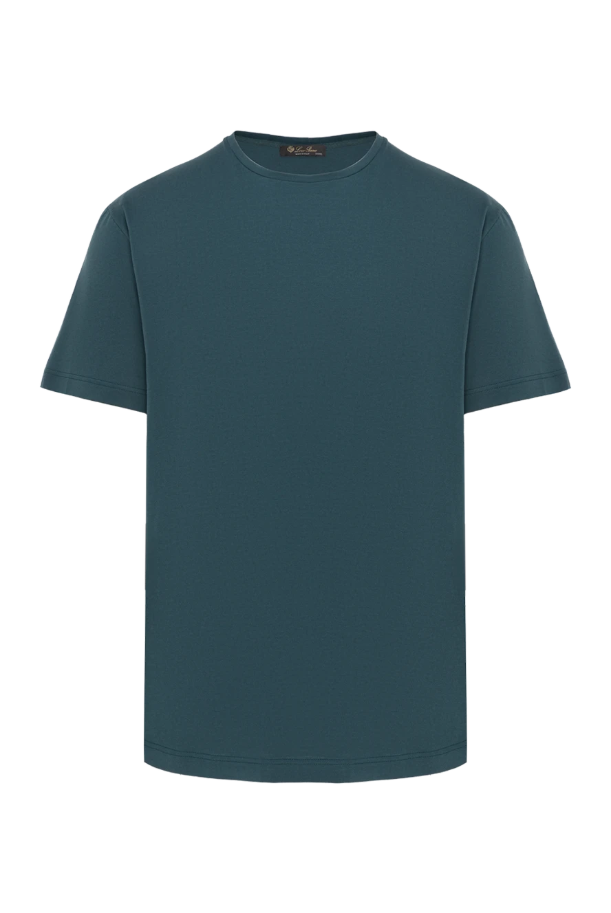 Loro Piana Men's T-shirt in deep blue-green shade made of smooth jersey
- 60% silk, 40% cotton. Country of origin: Italy. Care: specialized cleaning - photo 1