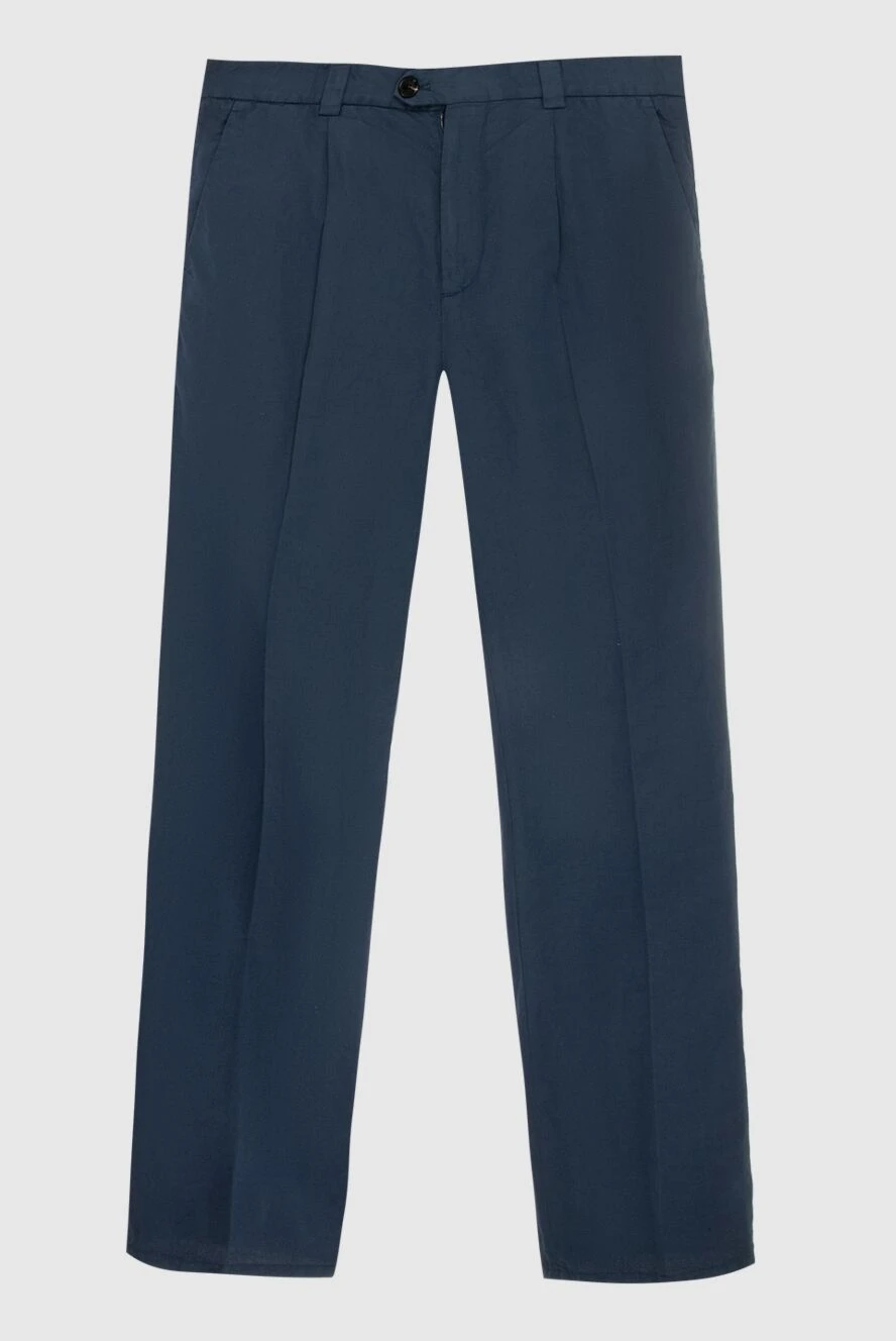 Brunello Cucinelli Blue linen and cotton pants for men - 54% linen, 46% cotton. Closure: button, zipper. two side pockets, two back pockets. Country of manufacture: Italy. Care: specialized cleaning - photo 1