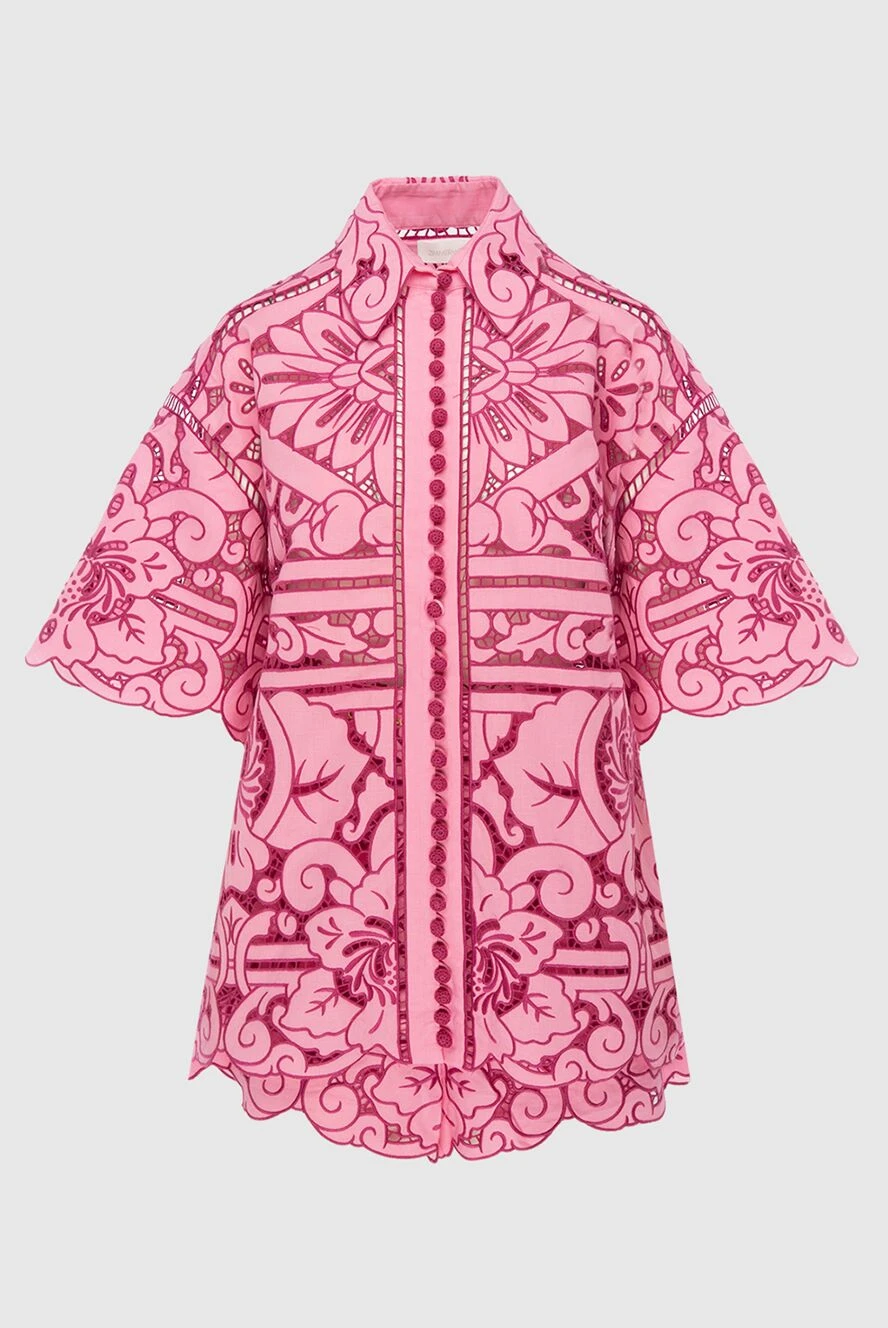 Zimmermann Костюм с шортами из льна розовый женский - цветочный принт. 100% лен. Страна производитель: Италия. Уход: специализированная чистка - фото 1