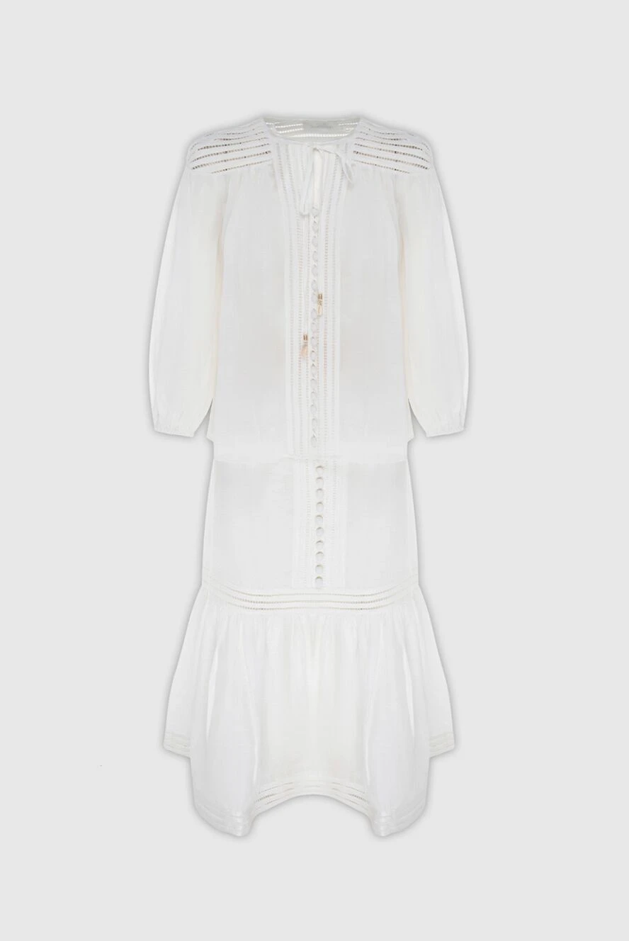 Zimmermann Костюм с юбкой из рамы и льна белый женский - перфорация, пуговицы. рами, лен. кулиска . Страна производитель: Италия. Уход: специализированная чистка - фото 1