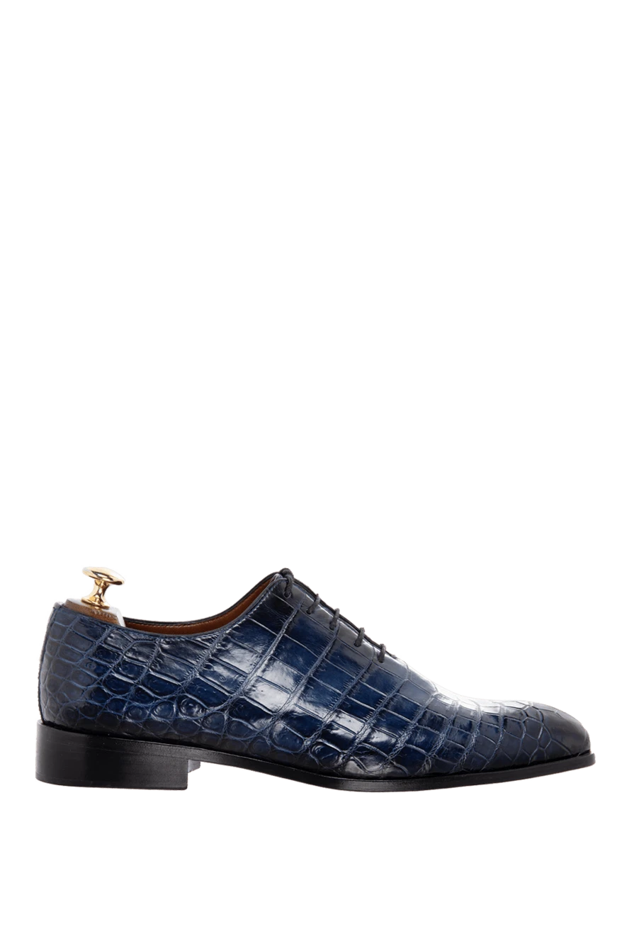 Brioni Туфли мужские из кожи и кожи крокодила синие - Фактурная кожа. 100% кожа, 100% кожа крокодила. Шнуровка. Внутренняя отделка: Кожа. Стелька: Кожа. Высота каблука: 2см. Другие материалы. Страна производитель: Италия. Уход: специализированная чистка - фото 1