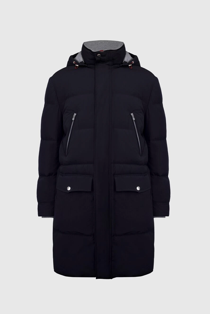 Brunello Cucinelli Акрил көк түстен тігілген ерлерге арналған төменгі күрте - Қосымша: тігілген сорғыш. Құрамы: 80% акрил, 20% басқа талшықтар. Жабу: найзағай. Қалталар: екі бүйір қалта, екі ішкі қалта. Шығарылған елі: Италия. Күтім: арнайы тазалау - фото 1