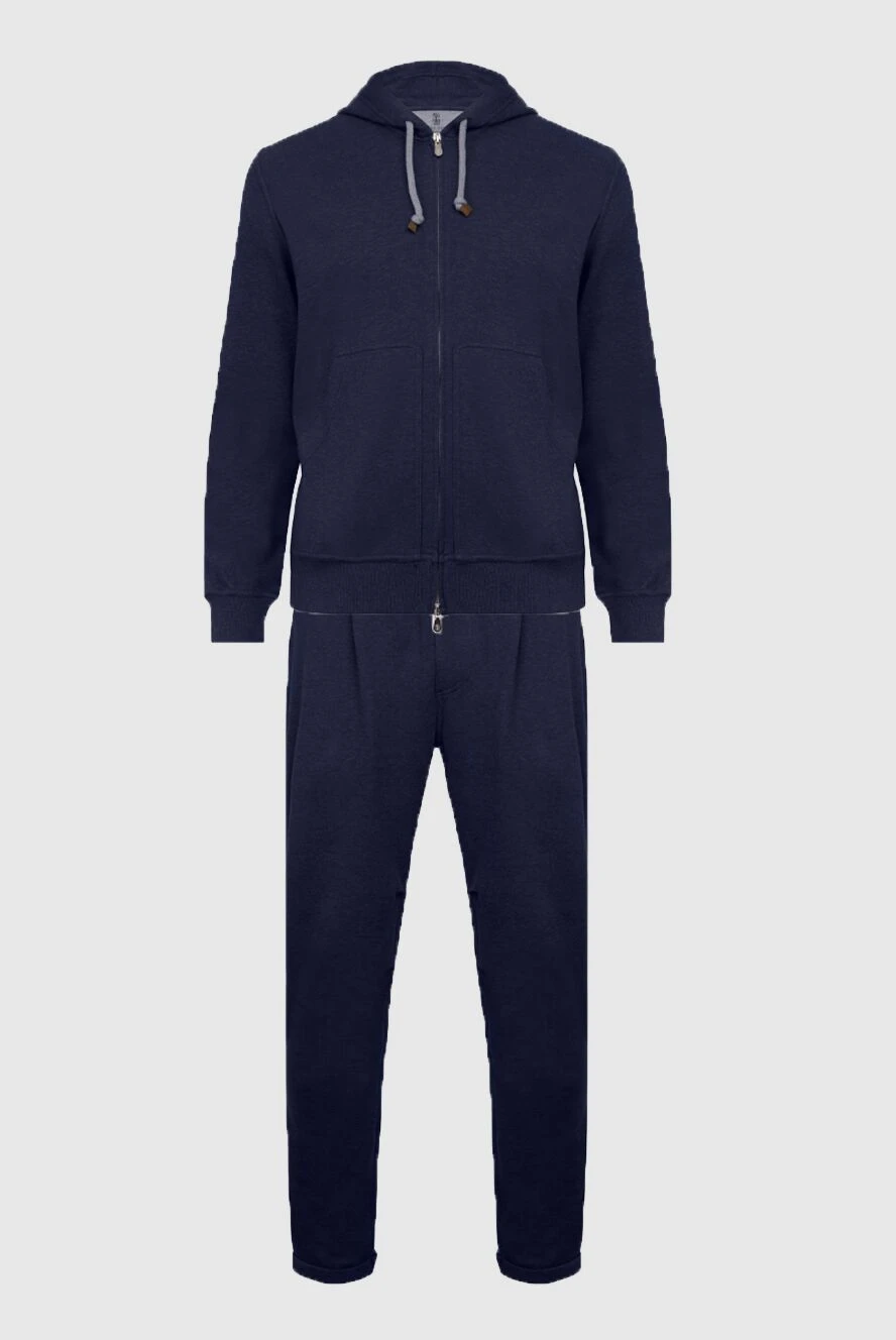 Brunello Cucinelli Костюм спортивный мужской из хлопка и акрила синий - Капюшон. 93% хлопок, 7% акрил. Кулиска, молния. Четыре боковых кармана. Страна производитель: Италия. Уход: специализированная чистка - фото 1