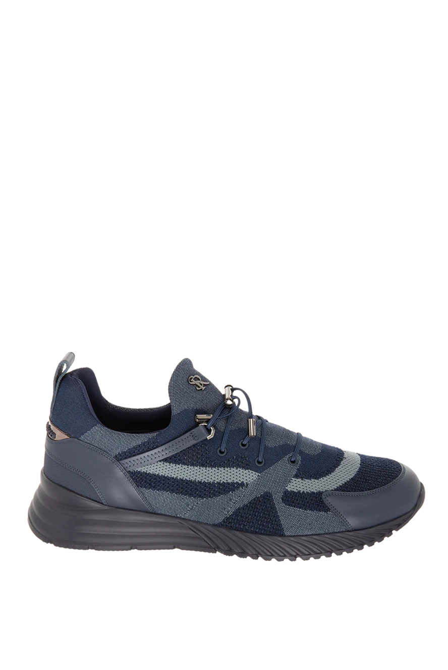 Stefano Ricci Ерлерге арналған көк тоқыма және былғары кроссовкалар - контрастты кірістірулер,. Құрамы: 80% тоқыма, 20% шынайы былғары. Жабу: шілтер. Шығарылған елі: Италия. Күтім: арнайы тазалау - фото 1