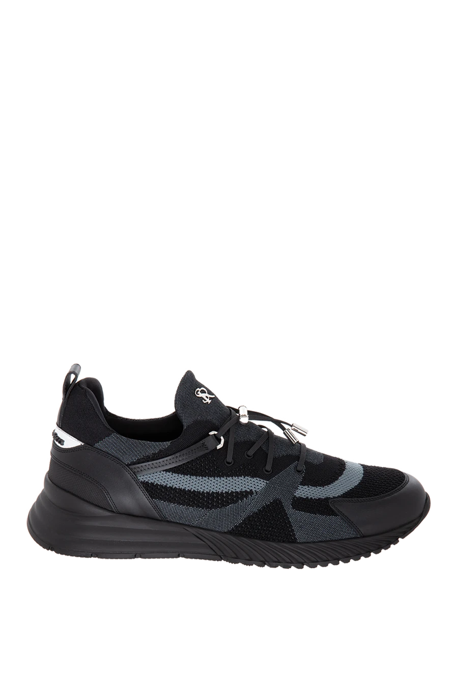 Stefano Ricci Кроссовки из текстиля и кожи черные мужские - контрастные вставки, . 80% текстиль, 20% натуральная кожа. шнуровка. Страна производитель: Италия. Уход: специализированная чистка - фото 1