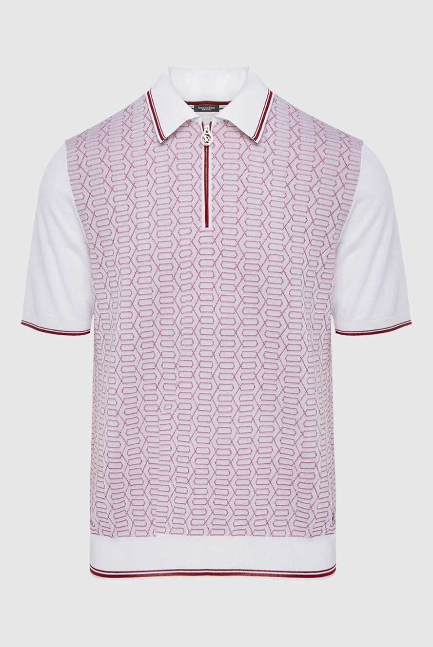 Stefano Ricci Поло из хлопка и шелка белое мужское - Фактурный узор. 60% шёлк, 40% хлопок. Молния. Страна производитель: Италия. Уход: специализированная чистка - фото 1