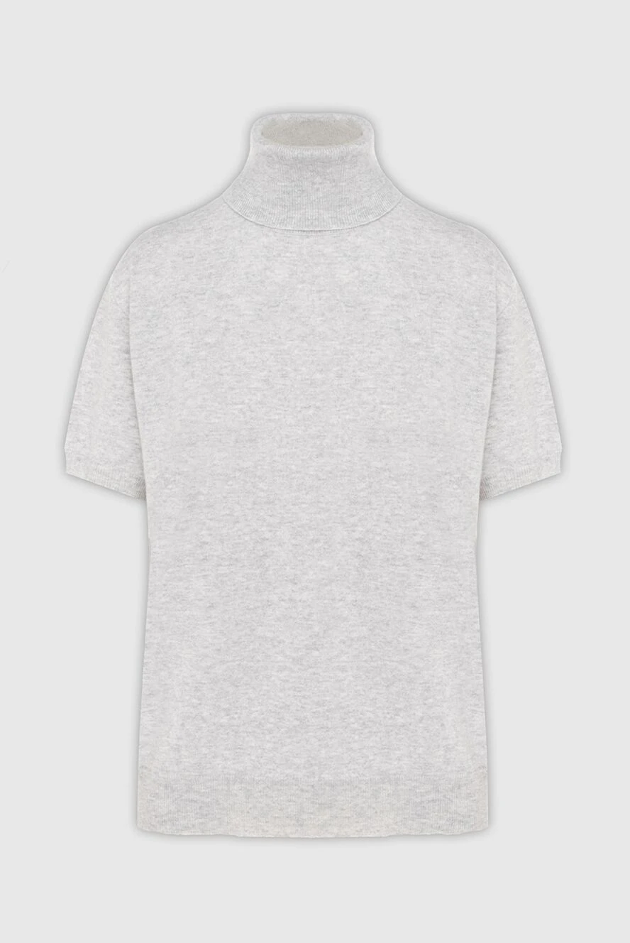 Brunello Cucinelli Гольф серый женский с коротким рукавом из кашемира - 100% кашемир. Страна производитель: Италия. Уход: специализированная чистка - фото 1