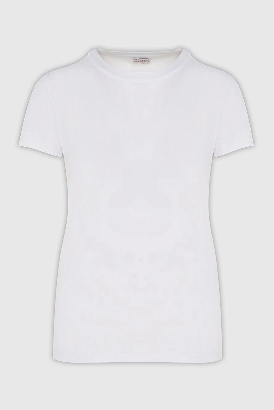Brunello Cucinelli Women's white soft cotton t-shirt - 93% cotton, 7% elastane. Country of origin: Italy. Care: specialized cleaning - photo 1