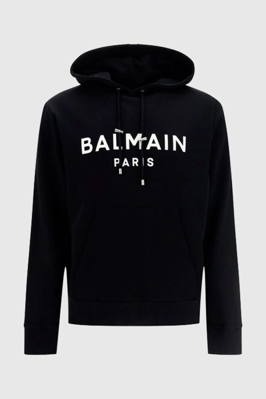 Balmain Кофта спортивная черная мужская - Логотип Balmain. капюшон. 100% хлопок. Страна производитель: Франция. Уход: специализированная чистка - фото 1