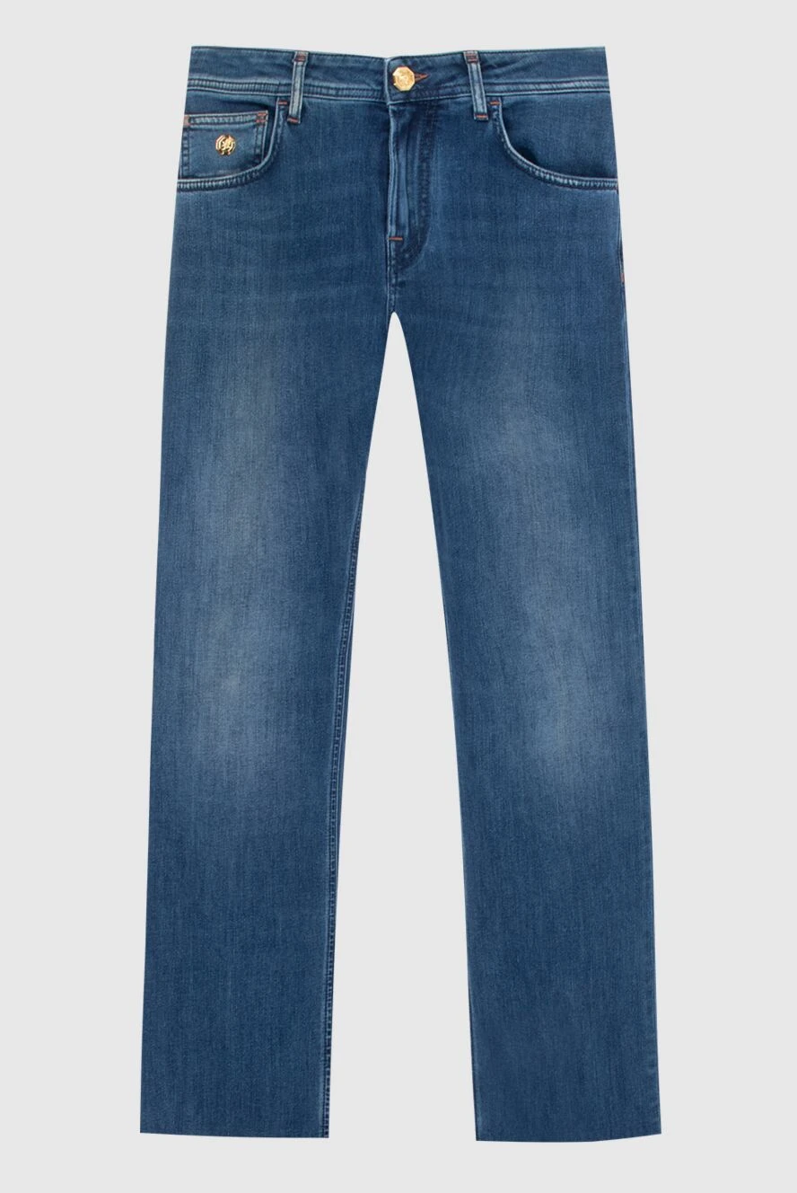 Stefano Ricci Ерлерге арналған үлкен кестесі бар көк джинсы шалбар - тозған әсер. Құрамы: 76% мақта, 14% полиэстер, 8% вискоза, 2% эластан. Жабу: түйме, найзағай. Қалталар: үш бүйір қалта, екі артқы қалта. Шығарылған елі: Италия. Күтім: арнайы тазалау - фото 1