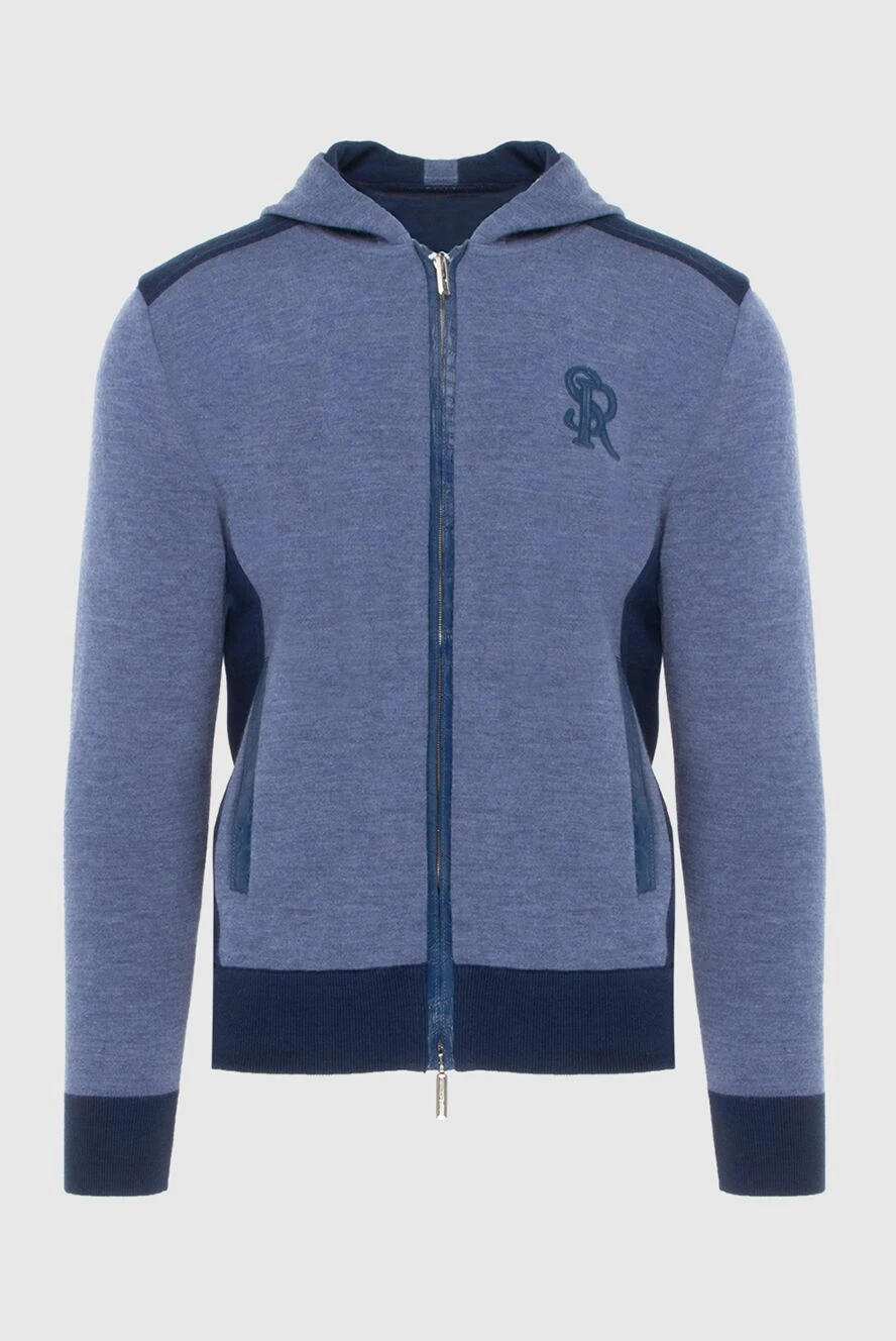Stefano Ricci Кофта спортивная из кашемира синяя мужская - детали из кожи крокодила, контрастные манжеты. капюшон. 100% кашемир. молния. два боковых кармана. Страна производитель: Италия. Уход: специализированная чистка - фото 1