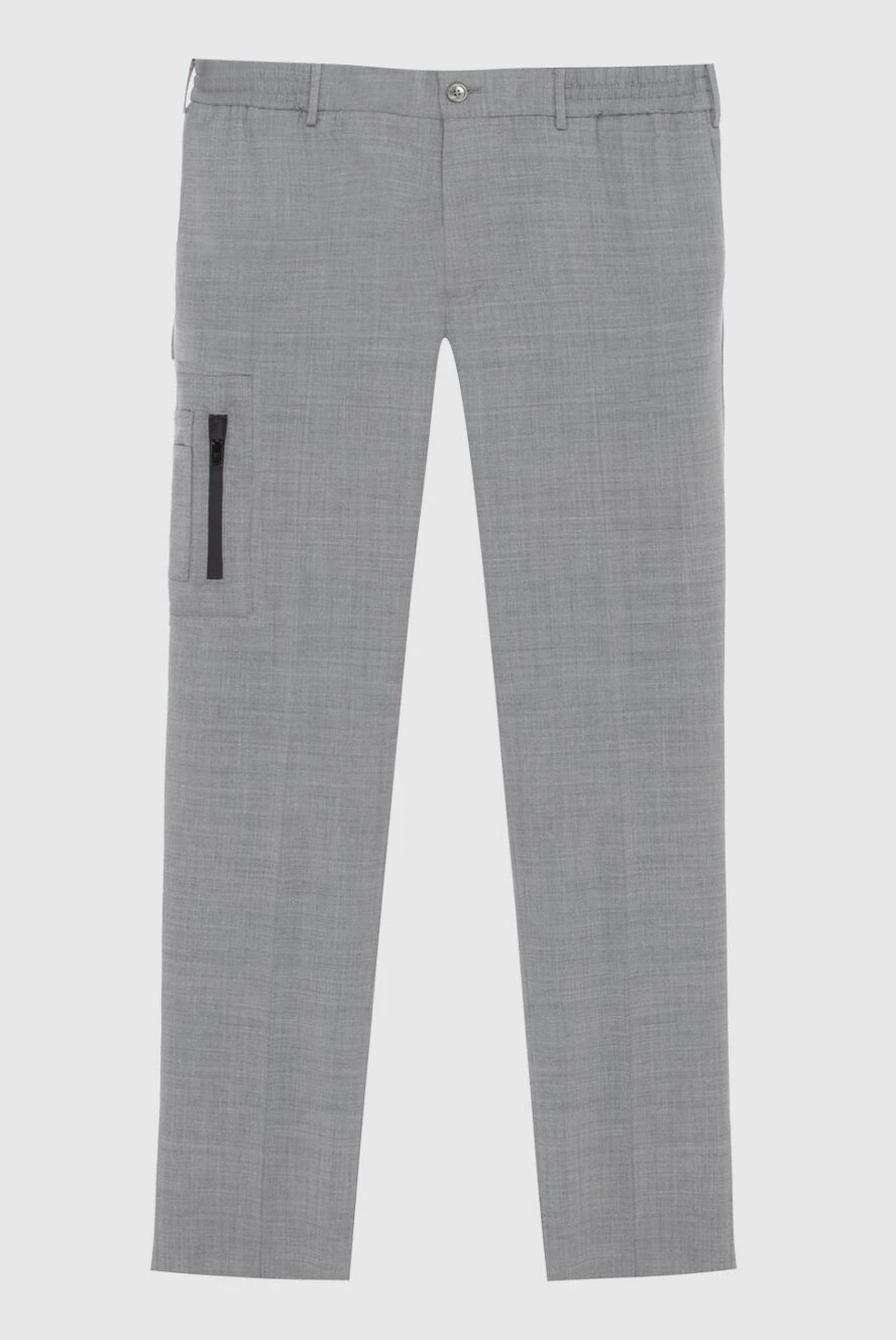 PT01 (Pantaloni Torino) Men's gray polyester and wool trousers - Decor: hip pocket. Composition: 54% polyester, 44% wool, 2% elastane. Closure: button, zipper. Pockets: three side pockets, two back pockets. Country of origin: Italy. Care: specialized cleaning - photo 1