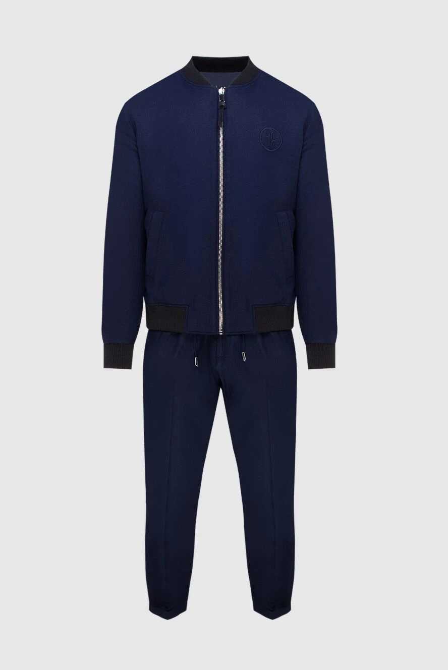 Billionaire Men's sports suit made of wool, polyester and elastane blue - Contrast zipper, brand logo. 68% wool, 30% polyester, 2% elastane. Closure: Drawstring, zipper. Four side pockets. Country of manufacture: Italy. Care: specialized cleaning - photo 1