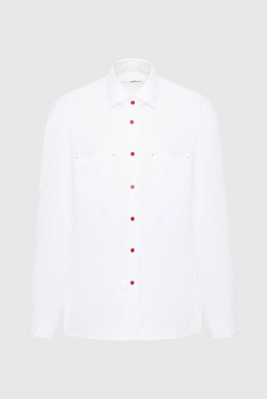 Kiton White cotton shirt for men - Composition: 100% cotton. Clasp: buttons. Country of manufacture: Italy. Care: specialized cleaning - photo 1