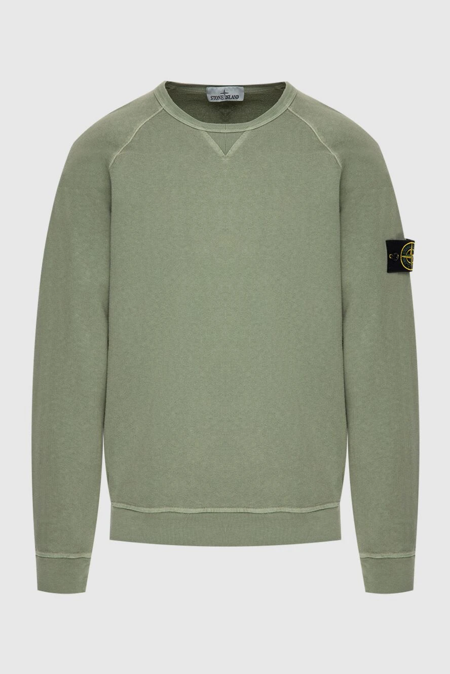 Stone Island Свитшот мужской зеленый хлопковый с нашивкой логотипом - нашивка с логотипом. хлопок. Страна производитель: Италия. Уход: специализированная чистка - фото 1