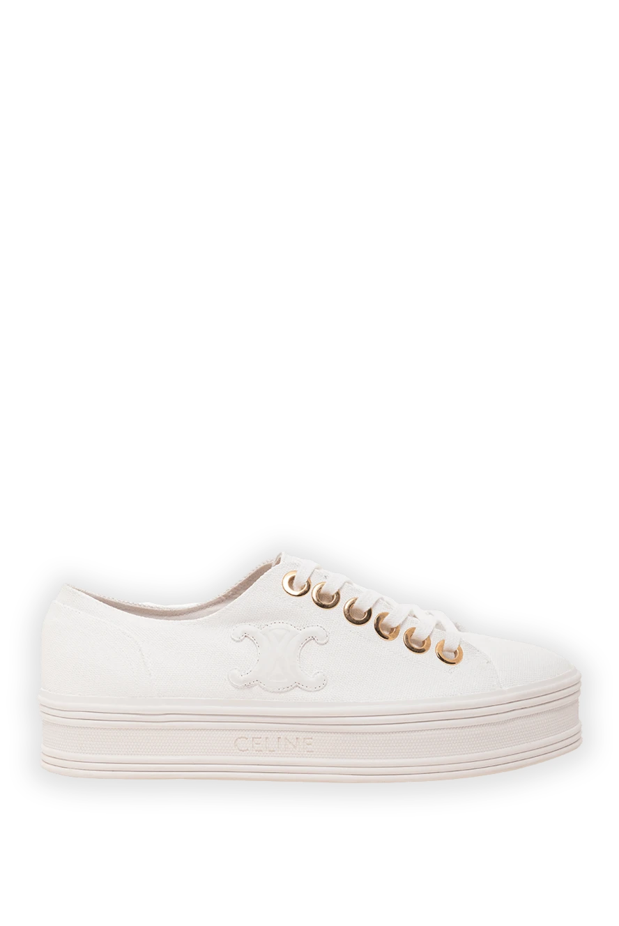 Celine Women's sneakers with a logo white - embroidered logo. textile. lacing. Country of manufacture: Italy. Care: specialized cleaning - photo 1