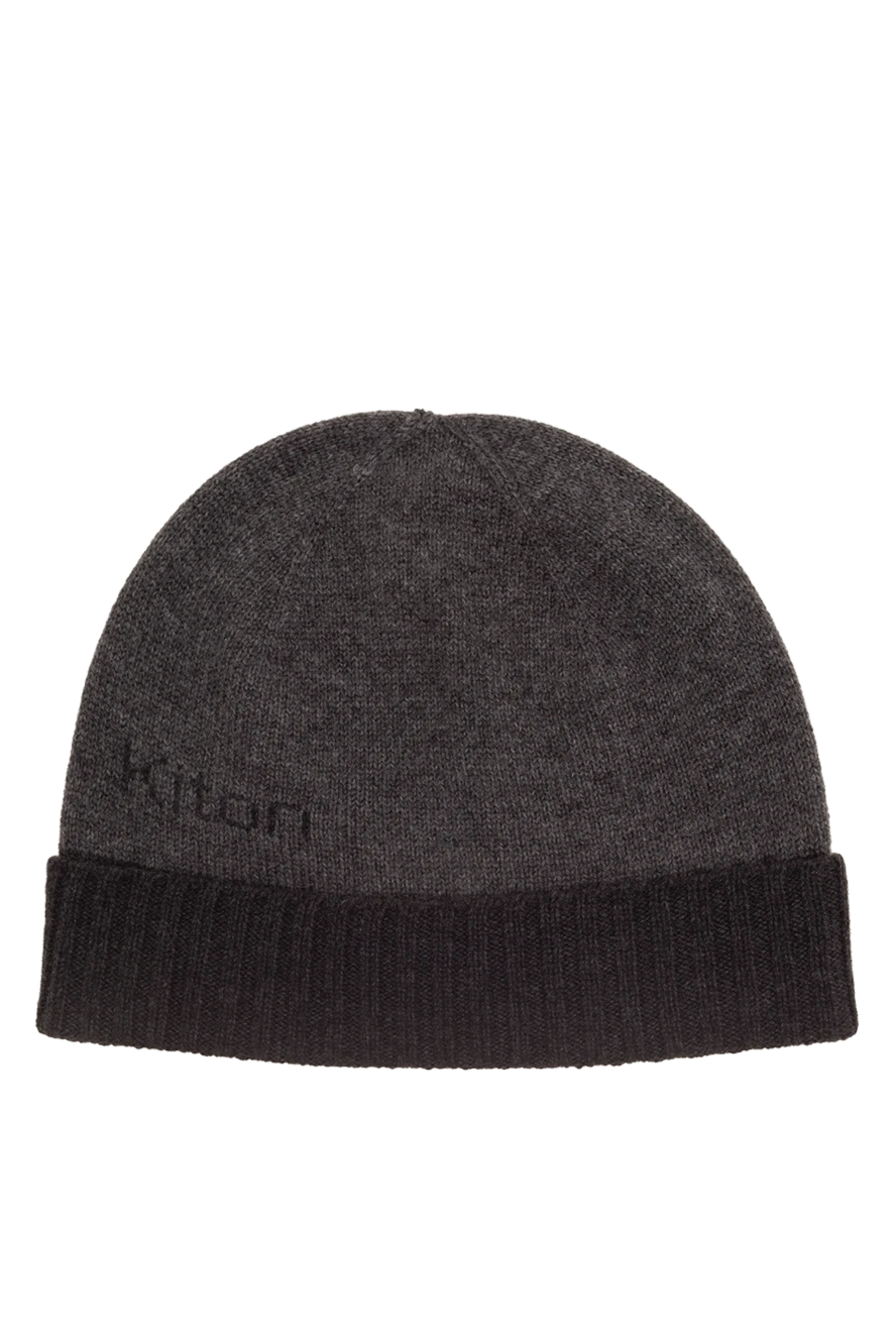 Kiton Gray cashmere hat for men - logo. 100% cashmere. Country of manufacture: Italy. Care: specialized cleaning - photo 1