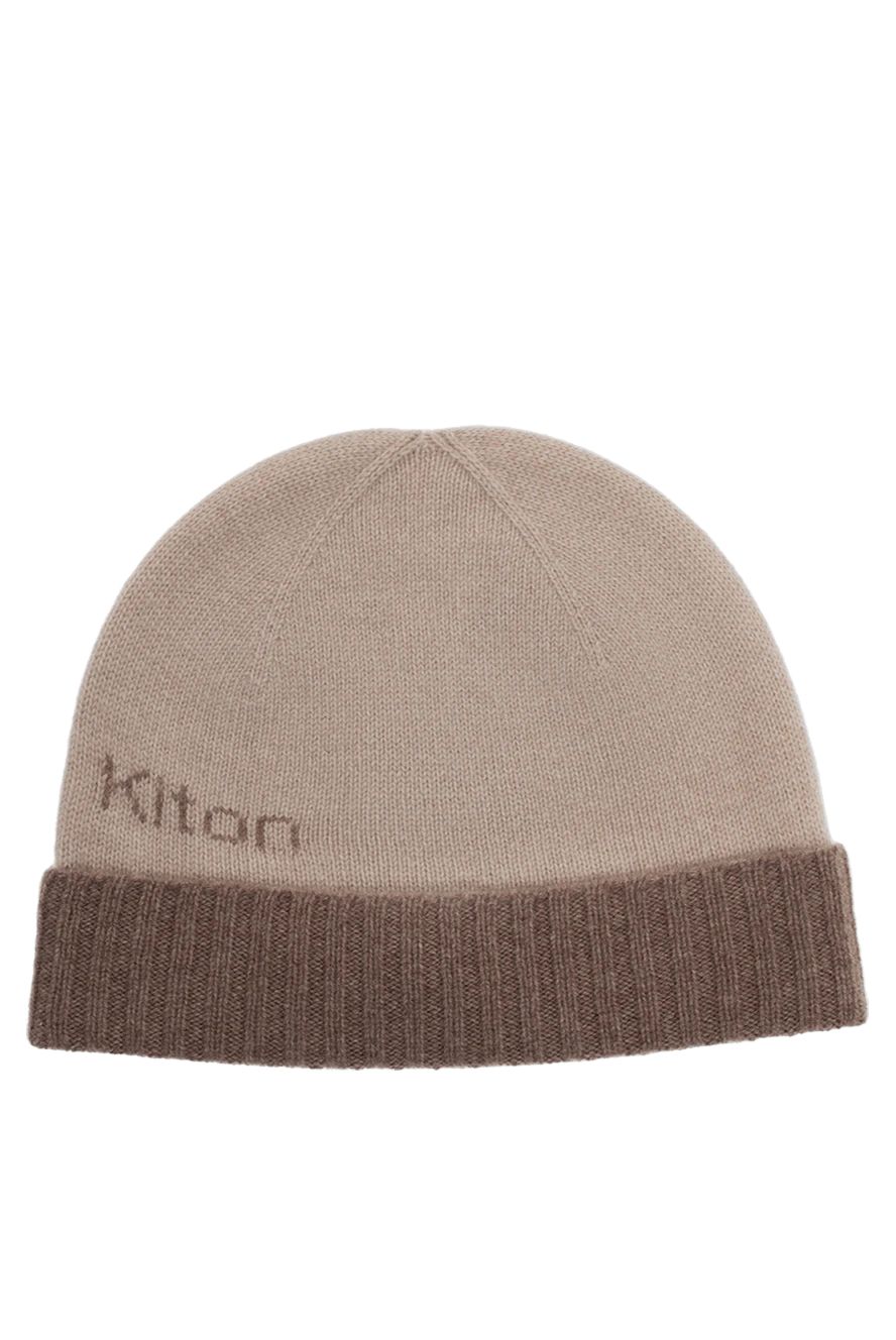 Kiton Men's beige cashmere hat - logo. 100% cashmere. Country of manufacture: Italy. Care: specialized cleaning - photo 1