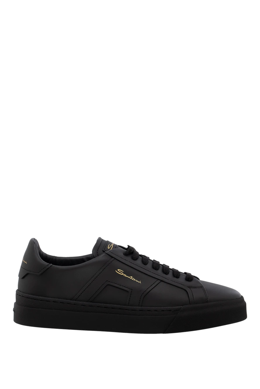 Santoni Black leather sneakers for women - Decor: logo. Composition: 100% genuine leather. Fastening: lacing. Country of manufacture: Italy. Care: specialized cleaning - photo 1