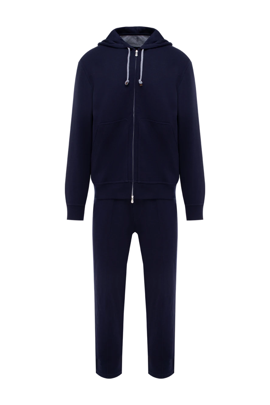 Brunello Cucinelli Костюм спортивный мужской из хлопка и полиамида синий - Капюшон. 93% хлопок, 7% полиамид. Кулиска, молния. Четыре боковых кармана. Страна производитель: Италия. Уход: специализированная чистка - фото 1