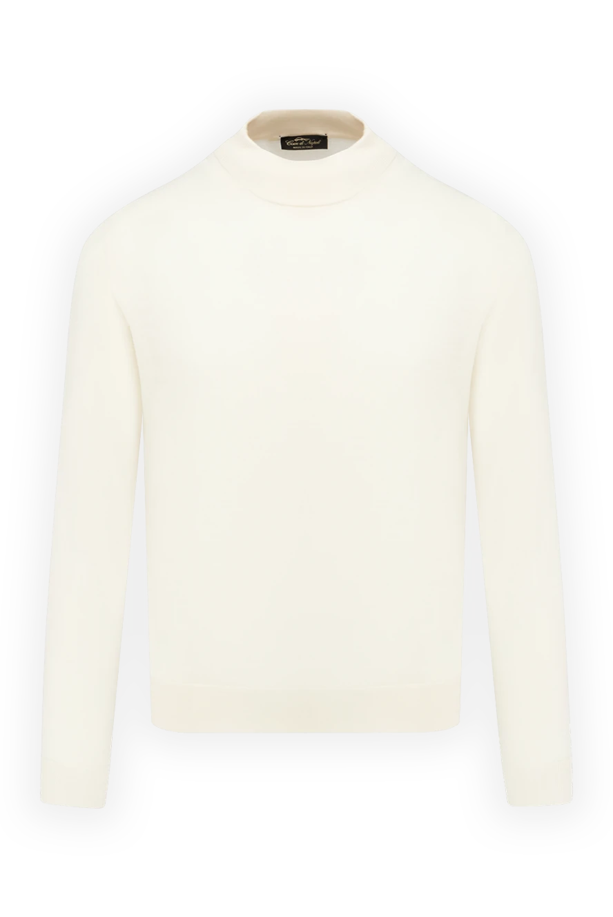 Cesare di Napoli Men's jumper with high stand-up collar made of wool white - High collar stand. 100% wool. Country of manufacture: Italy. Care: specialized cleaning - photo 1