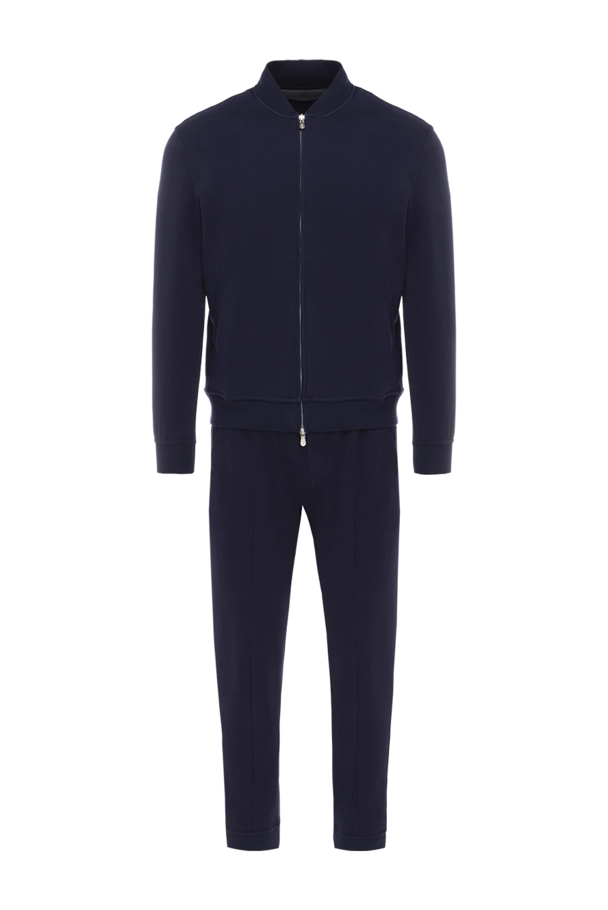 Brunello Cucinelli Костюм спортивный мужской из хлопка и полиамида синий - Капюшон. 93% хлопок, 7% полиамид. Кулиска, молния. Четыре боковых кармана. Страна производитель: Италия. Уход: специализированная чистка - фото 1
