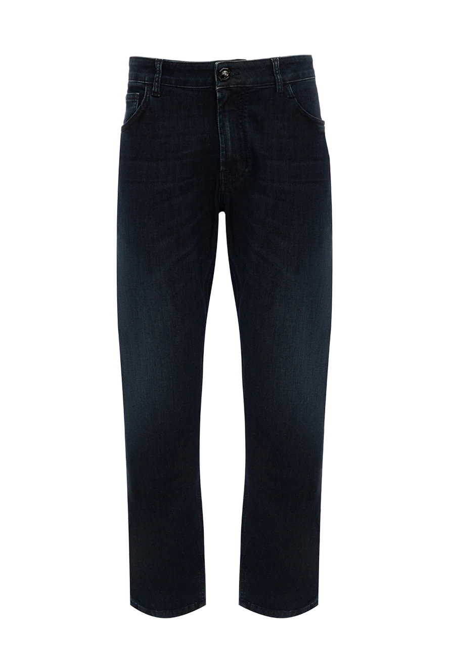 Stefano Ricci Джинсы синие из хлопка и эластана мужские - лого. 90% хлопок, 10% эластан. молния, пуговица. три боковые, два задние . Страна производитель: Италия. Уход: специализированная чистка - фото 1