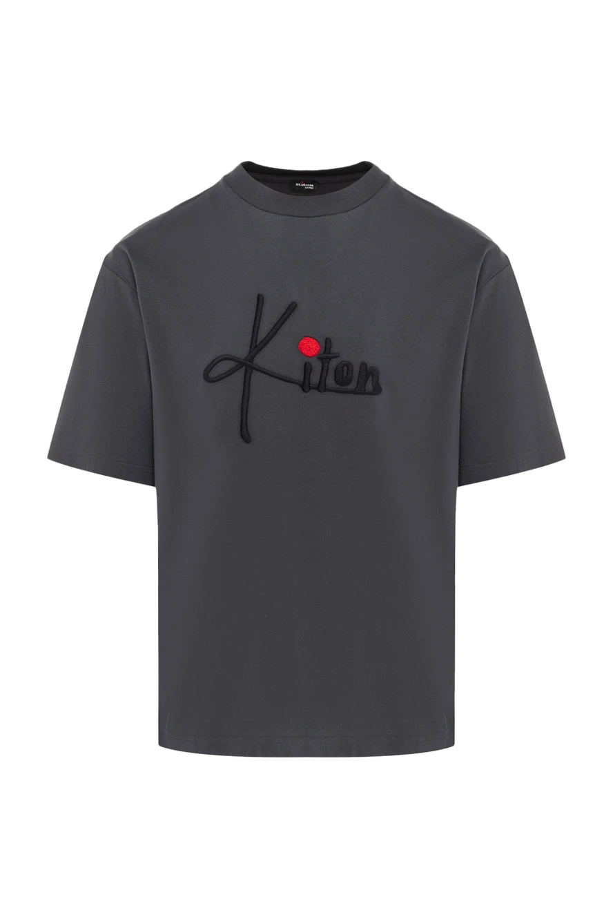 Kiton Gray cotton T-shirt for men - logo. 100% cotton. Country of manufacture: Italy. Care: specialized cleaning - photo 1