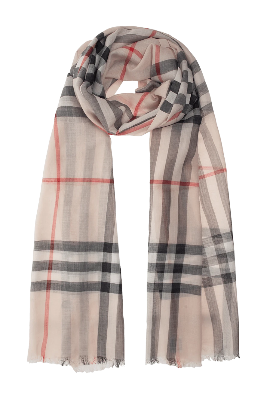 Burberry Шарф из шерсти и шелка бежевый женский из шерсти и шелка - клетчатый узор. 51% шерсть, 49% шелк. Страна производитель: Италия. Уход: специализированная чистка - фото 1