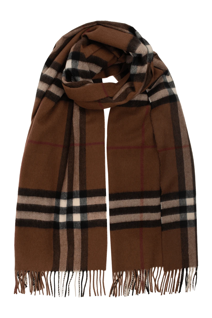 Burberry Шарф из кашемира коричневый женский - клетчатый узор. 100% кашемир. Страна производитель: Италия. Уход: специализированная чистка - фото 1