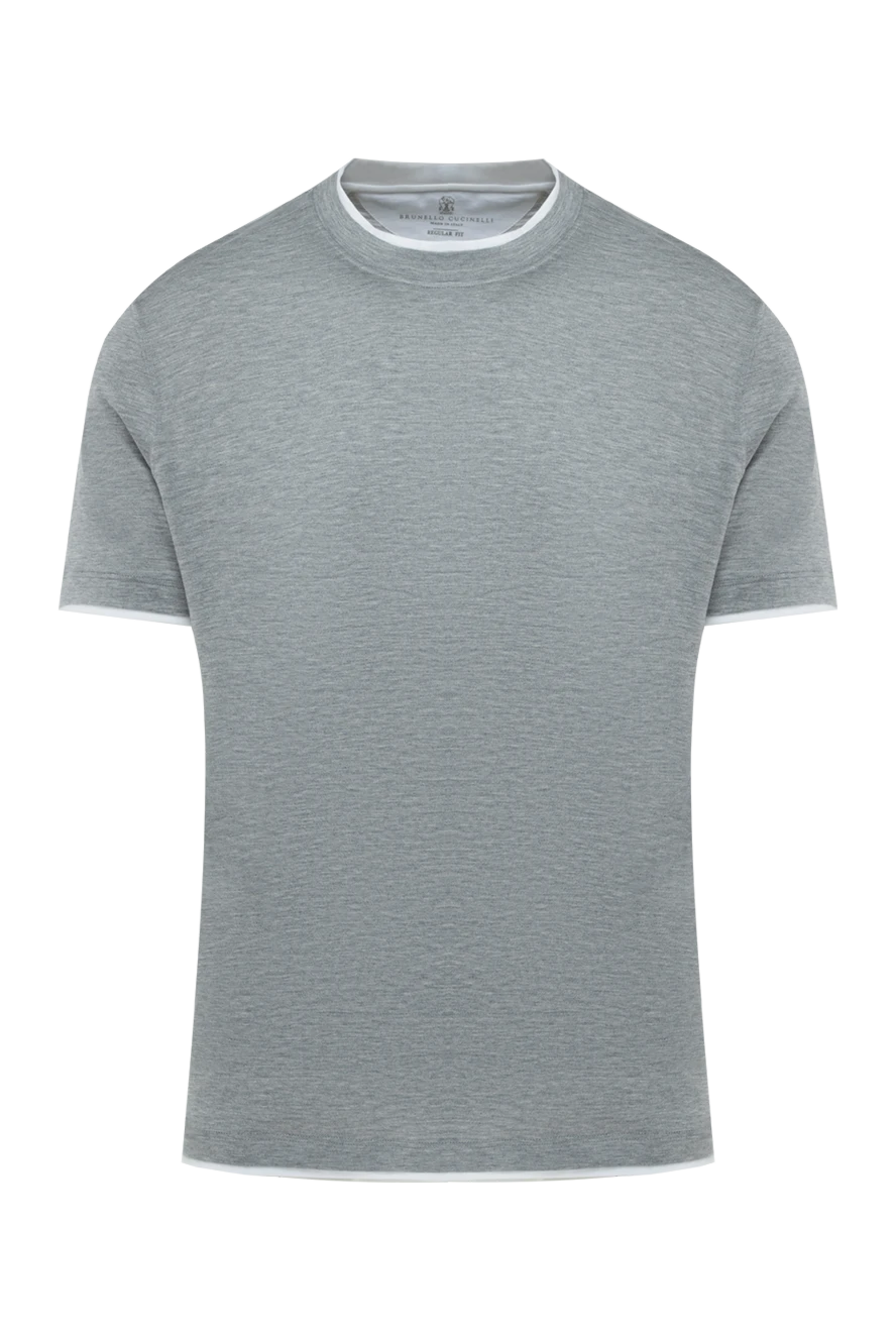 Brunello Cucinelli Gray cotton and silk T-shirt for men - 40% cotton, 60% silk. Country of origin: Italy. Care: specialized cleaning - photo 1
