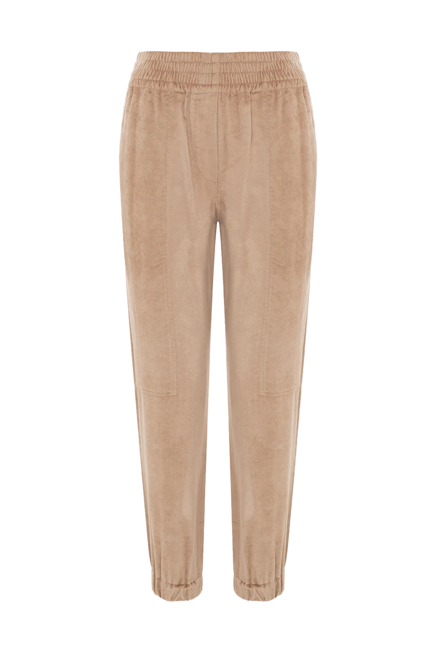 Brunello Cucinelli Брюки из вискозы бежевые женские - четыре кармана. 100% вискоза. эластичный пояс. Страна производитель: Италия. Уход: специализированная чистка - фото 1