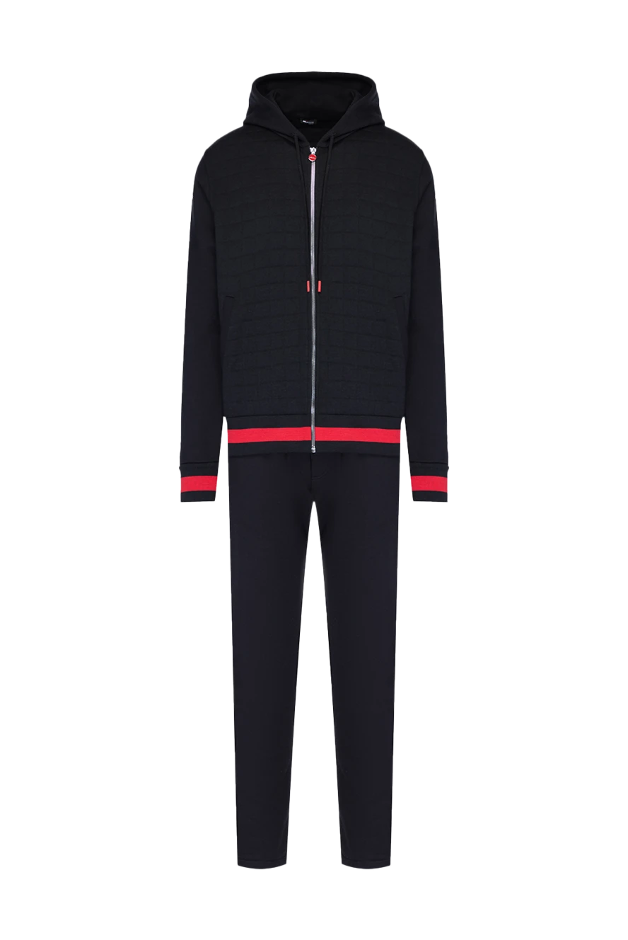 Kiton Men's black walking suit made of cotton - red edging. hood. 100% cotton. zipper, drawstring. two side. Country of manufacture: Italy. Care: specialized cleaning - photo 1