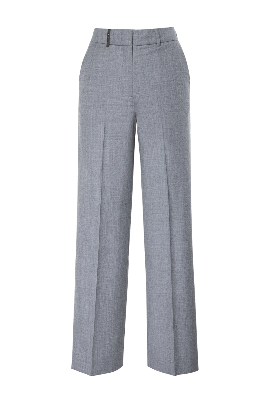 Peserico Gray wool trousers for women - 98% wool, 1% polyamide, 1% metal. four pockets. zipper, hooks. Country of manufacture: Italy. Care: specialized cleaning - photo 1