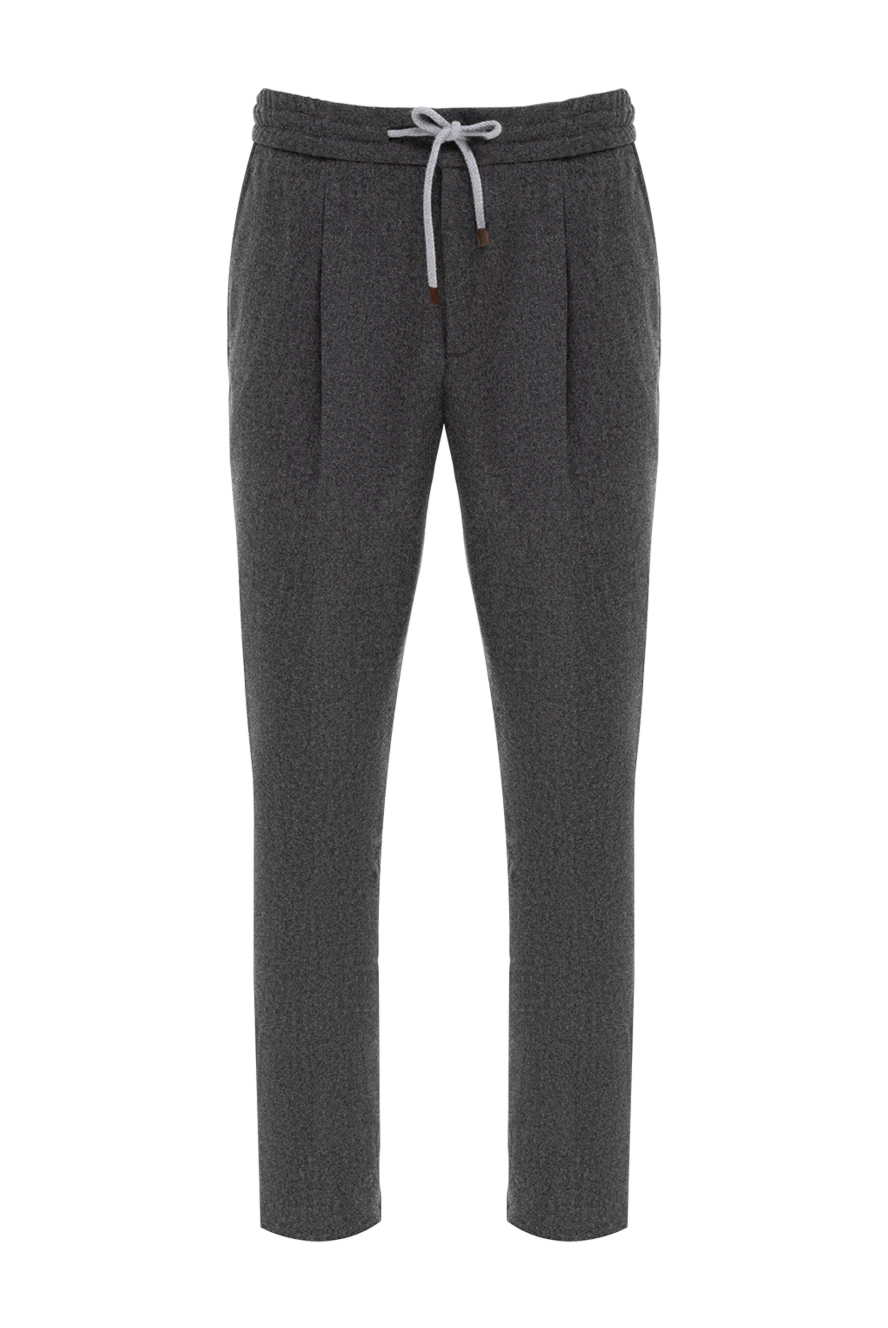 Brunello Cucinelli Ерлерге арналған сұр жүннен жасалған шалбар - тоқыма. Құрамы: 100% жүн. Жабу: жіп. Шығарылған елі: Италия. Күтім: арнайы тазалау - фото 1