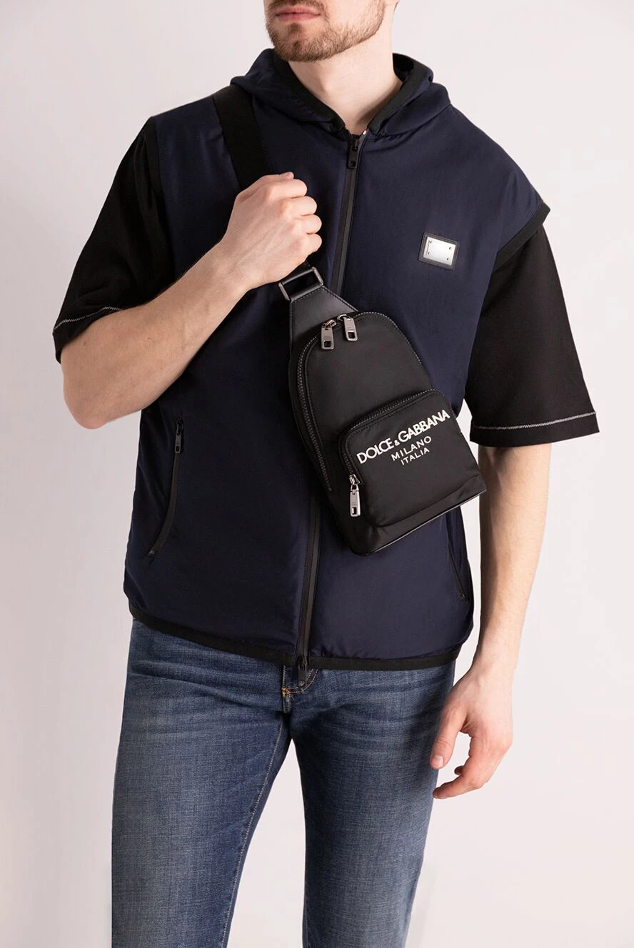 Dolce & Gabbana men's chest bag compact black with pockets 177114