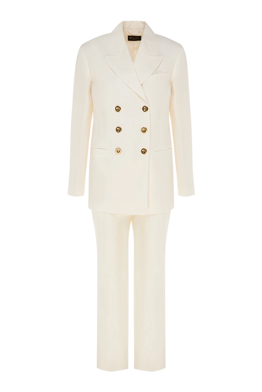 Loro Piana Костюм со штанами и вискозы белый женский - узор полоска. 95% шелк, 5% вискоза. пуговицы. один нагрудный карман, два боковых кармана. Страна производитель: Италия . Уход: специализированная чистка - фото 1