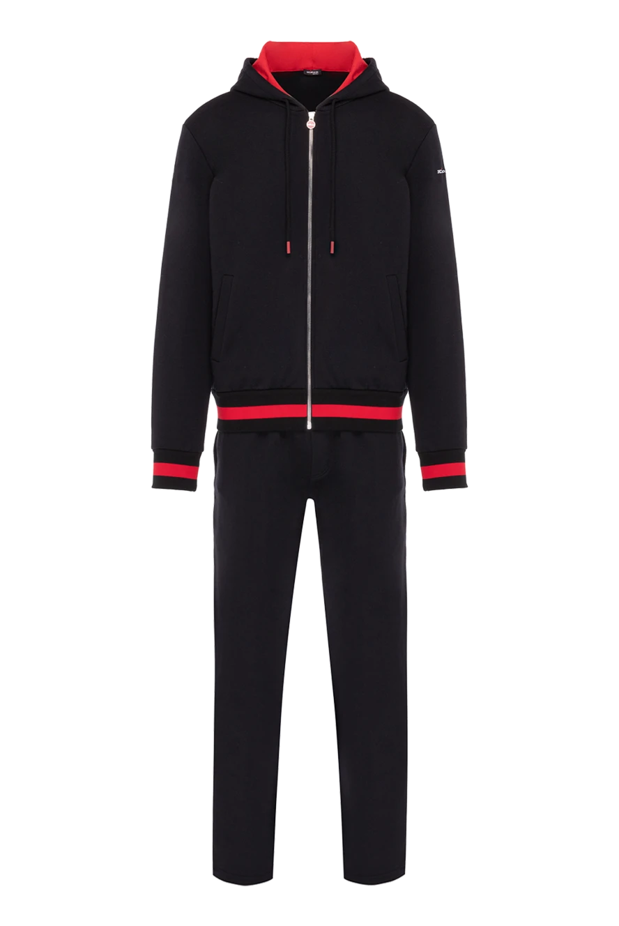 Kiton Men's black walking suit made of cotton - red border. 100% cotton. Closure: zipper. two side pockets. Country of manufacture: Italy. Care: specialized cleaning - photo 1