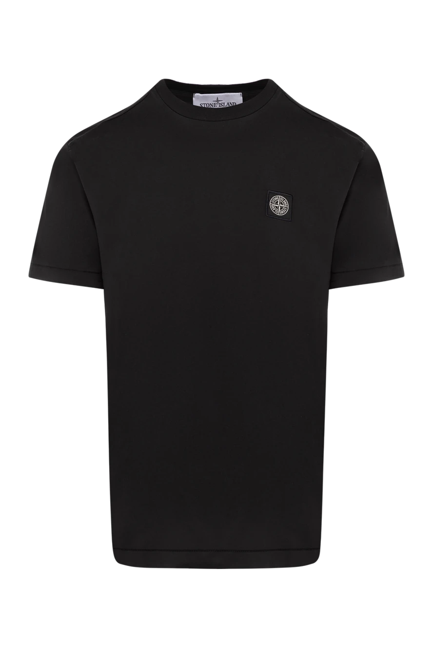 Stone Island Black men's T-shirt with logo - brand logo. 100% cotton. Country of manufacture: Italy. Care: specialized cleaning - photo 1