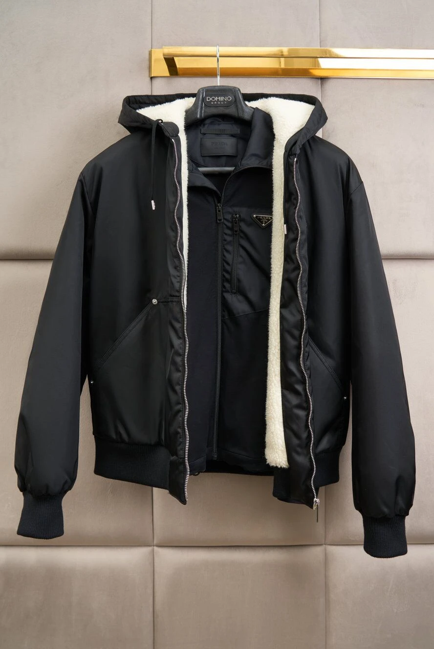 Prada men's black fur jacket with a hood 180618 — Buy in Almaty