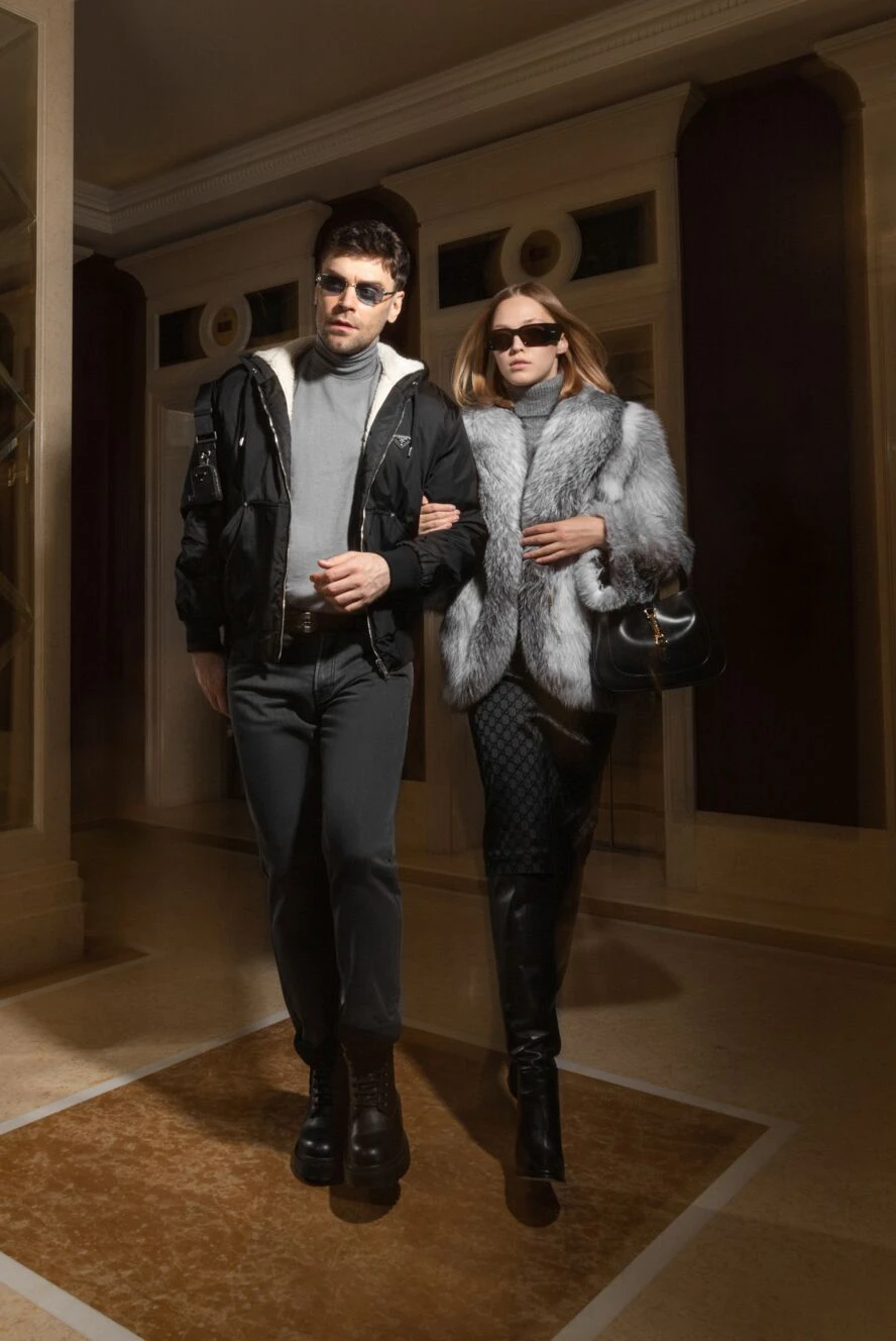 Prada men's black fur jacket with a hood 180618 — Buy in Almaty