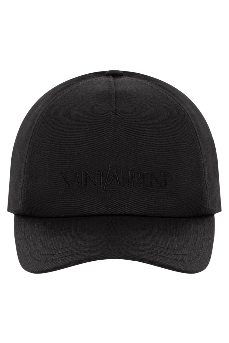 Saint Laurent Men's black cap made of cotton and linen - brand logo. 62% cotton, 38% linen. Country of manufacture: Italy. Care: specialized cleaning - photo 1