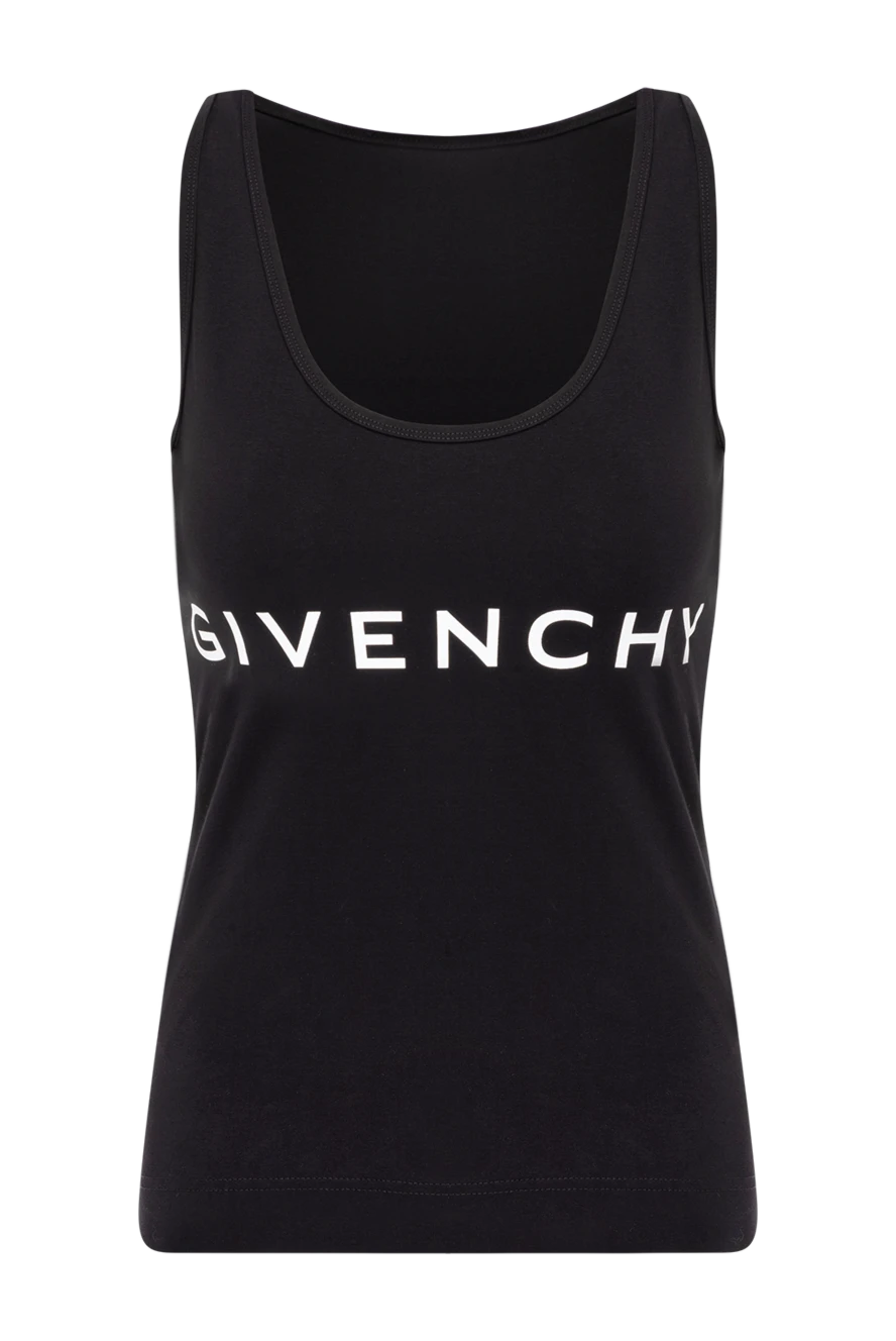 Givenchy Топ женский черный с логотипом - логотип бренда. 90% хлопок, 10% эластан. Страна производитель: Италия. Уход: специализированная чистка - фото 1